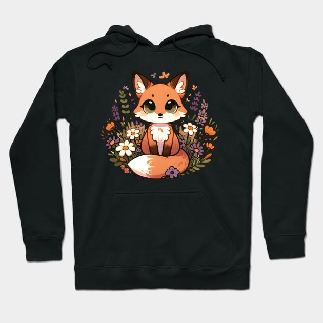 Enchanted Fox Amidst Wildflowers Hoodie by Umbrella Studio